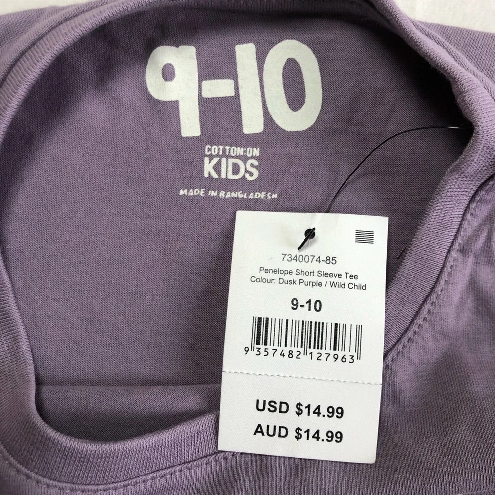 COTTON ON Kids Lavender Wild Child Printed T-shirt Size 9-10